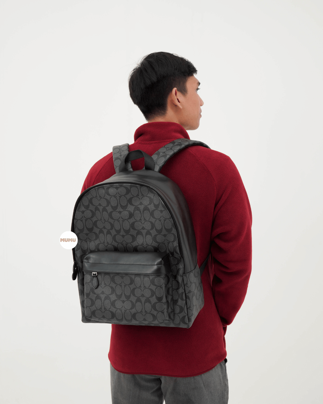 Charles Backpack In Signature Canvas Charcoal Black
