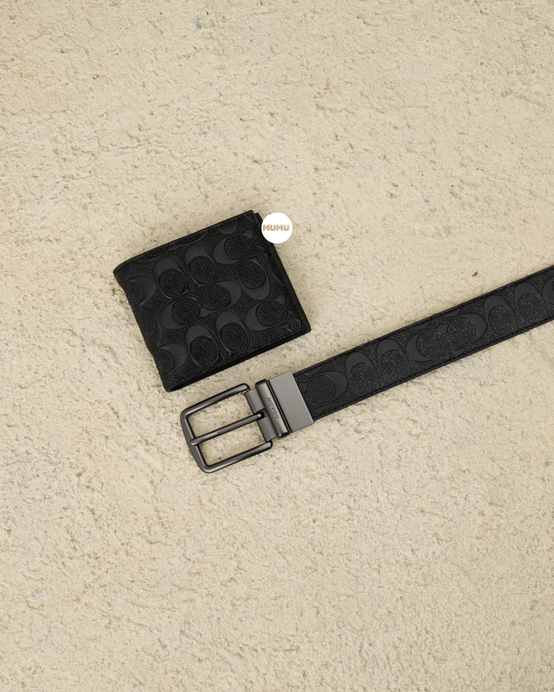 Boxed Wallet And Belt Gift Set In Signature Leather Black