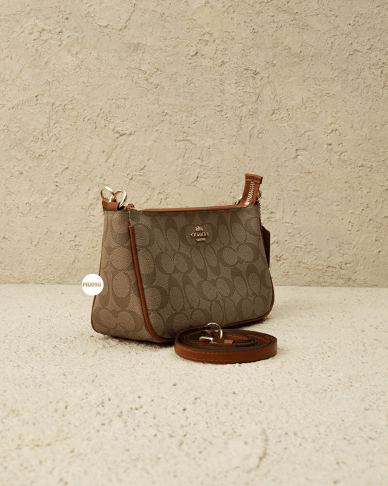 Top Handle Pouch In Signature Canvas Khaki Saddle (Cuci Gudang)