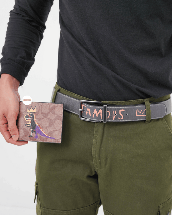 X jean Michel Basquiat Boxed Wallet And Belt Gift Set Grey Multi