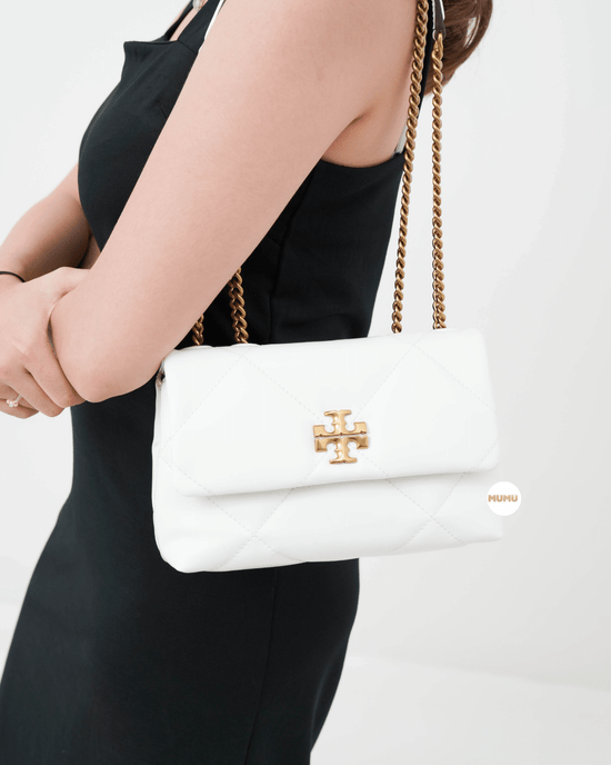 Kira Diamond Quilt Small Convertible Shoulder Bag Blanc