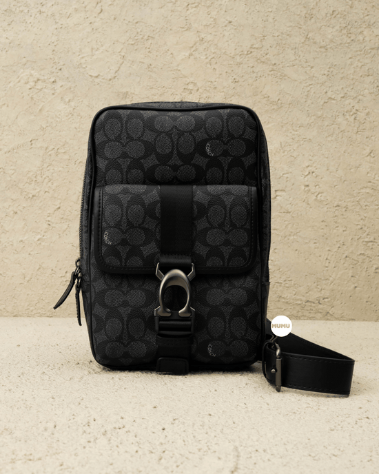 Beck Pack in Signature Canvas Charcoal Black