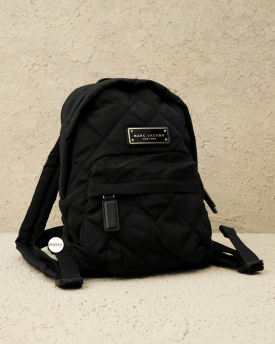 Quilted Nylon Small Backpack Black