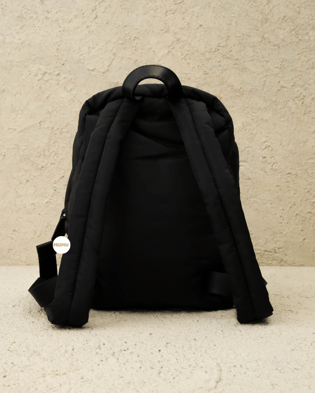 Quilted Nylon Small Backpack Black