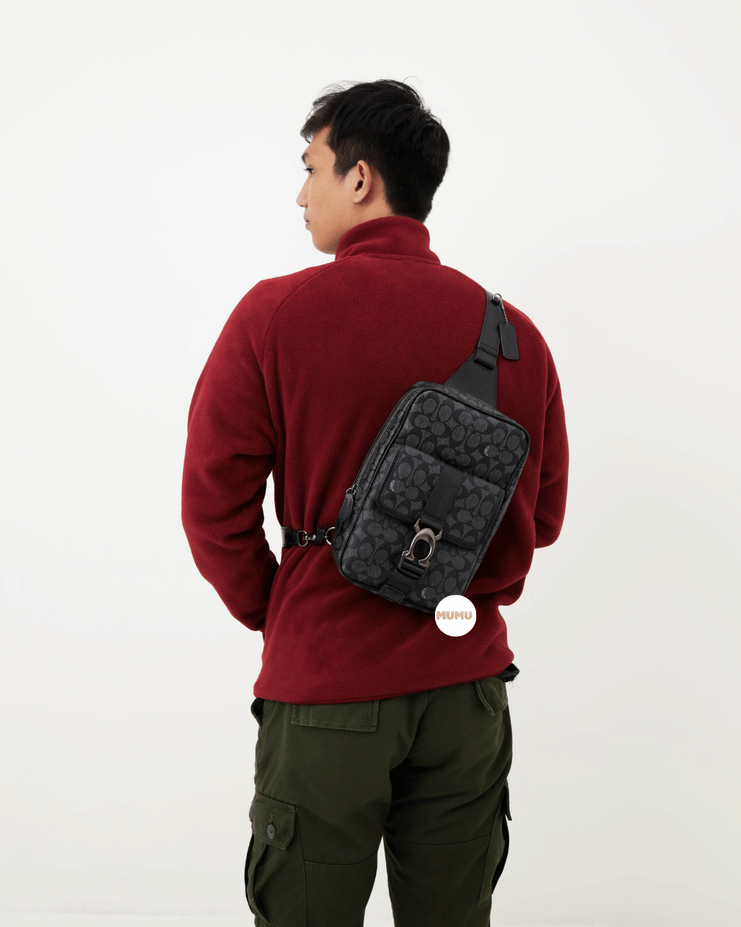 Beck Pack in Signature Canvas Charcoal Black