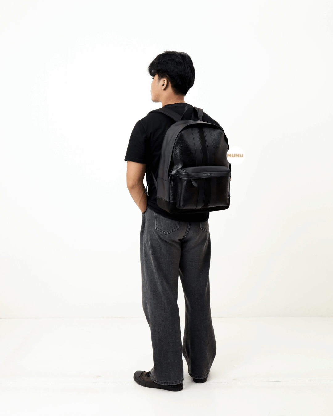 Charles Backpack With Baseball Stitch Black