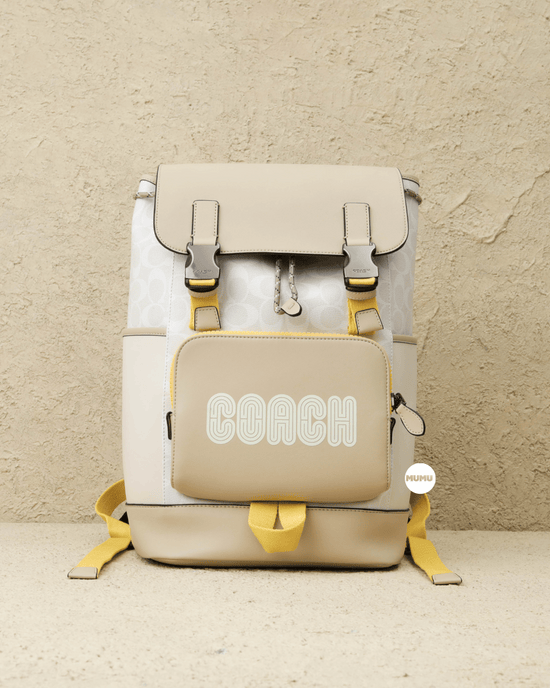 Track Backpack In Colorblock Signature Canvas Chalk Yellow Multi