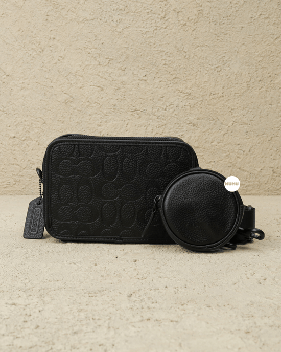 Charter Crossbody With Hybrid Pouch In Signature Leather Black