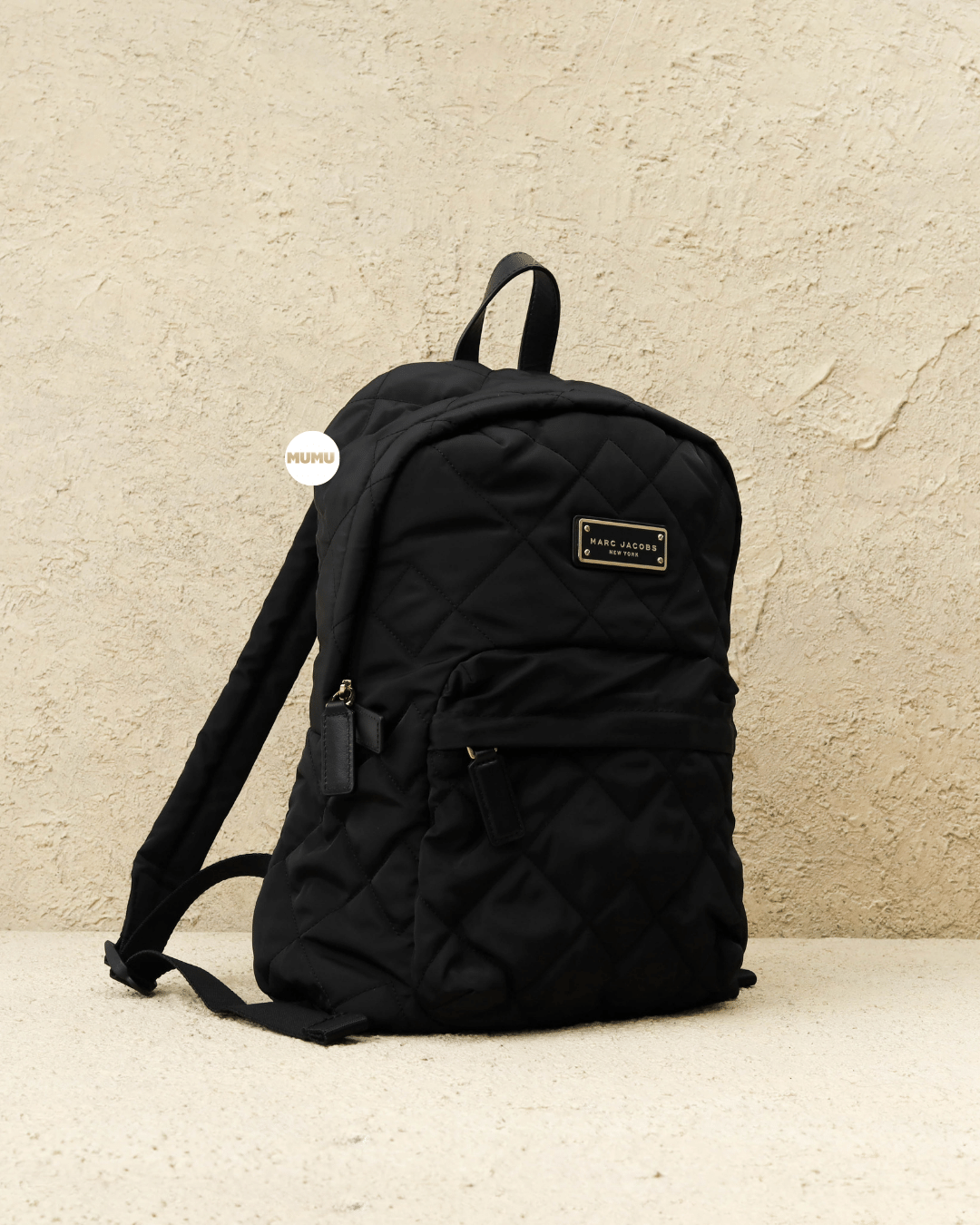 Quilted Nylon Backpack Black