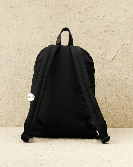 Quilted Nylon Backpack Black