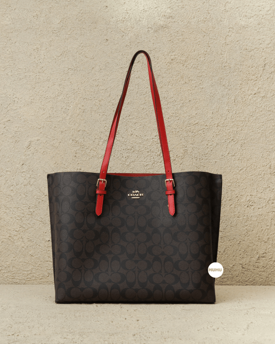 Mollie Tote L In Signature Canvas Brown 1941 Red