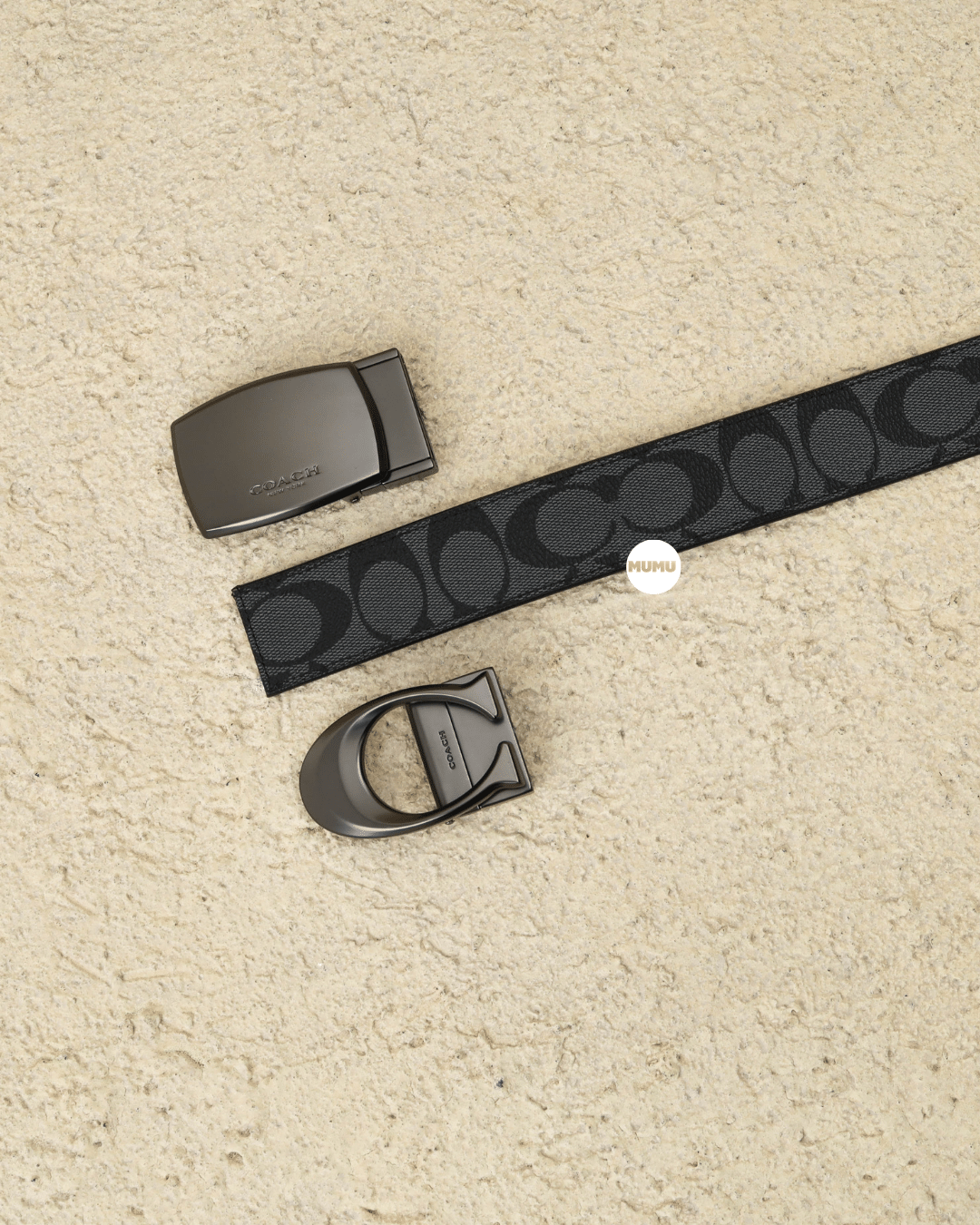 Boxed Plaque And Signature Buckle Cut To Size Reversible Belt, 38Mm In Signature Canvas Charcoal