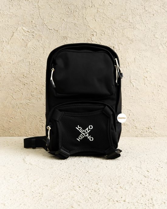 Big X Logo Nylon Sling Bag Black
