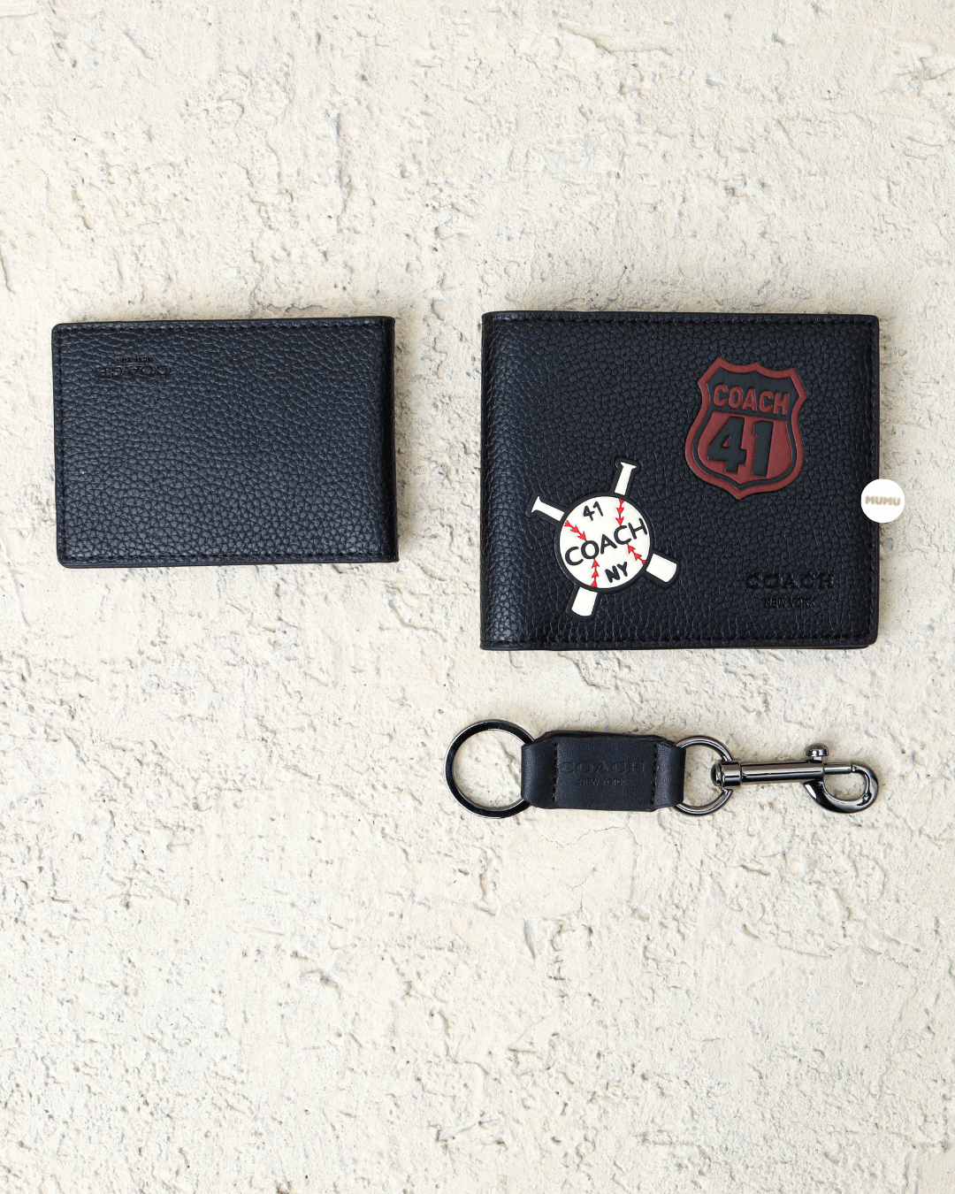 3-In-1 Wallet With Motif Mixed Patches Black
