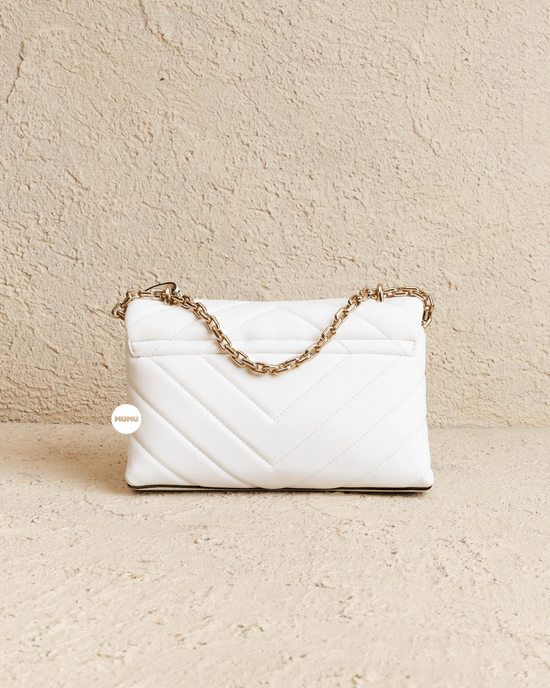 Cece Medium Quilted Convertible Chain Shoulder Bag White