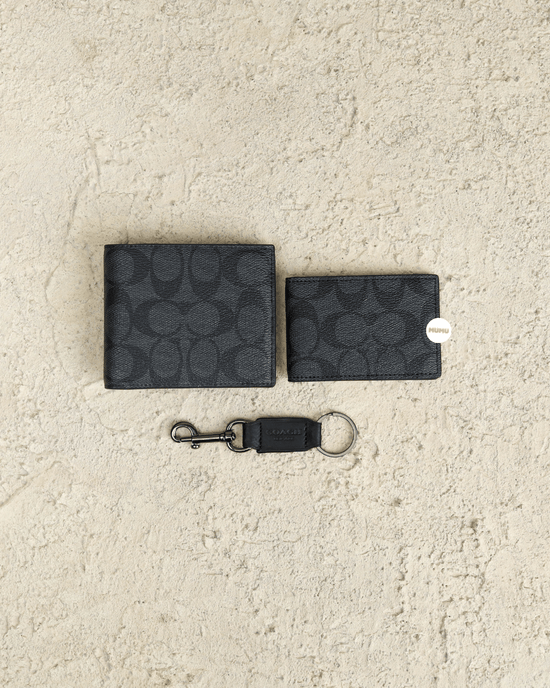 Compact Id Wallet In Signature Canvas Charcoal