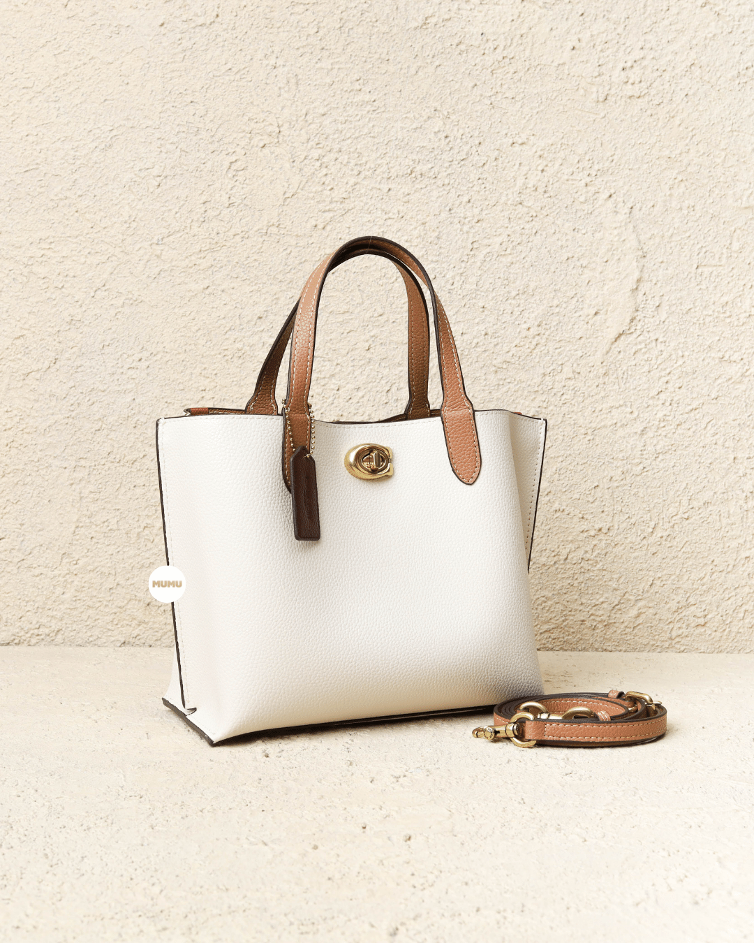 Coach Women's Willow 24 Colorblock Leather Tote White