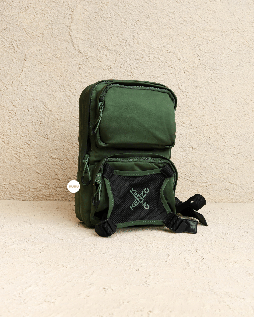 Big X Logo Nylon Sling Bag Green